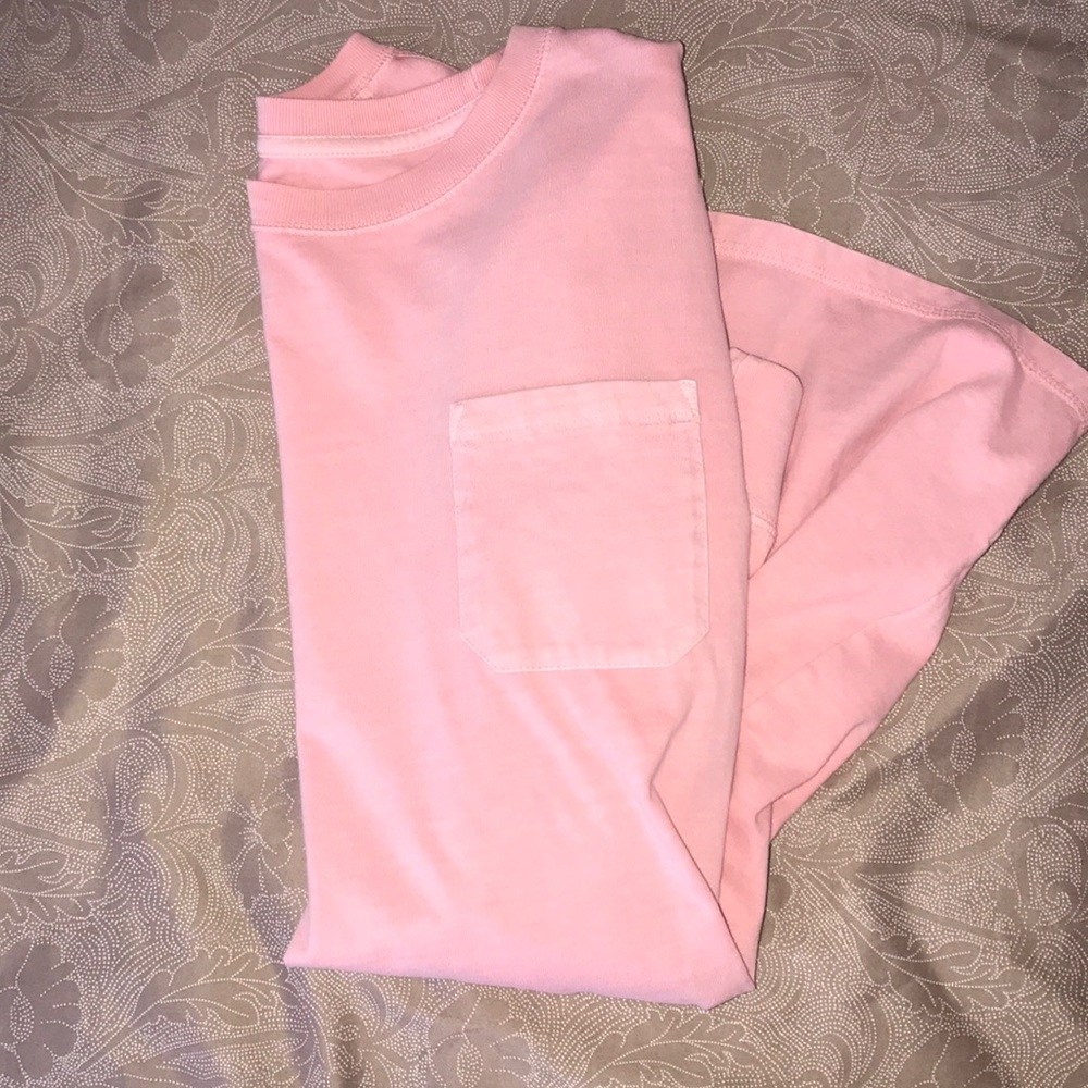 Salmon pink long sleeve shirt with pocket